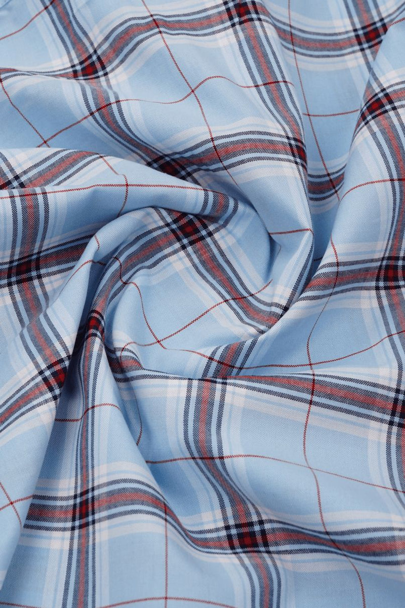 Ice Blue & Red Checks - Full-Stain Proof