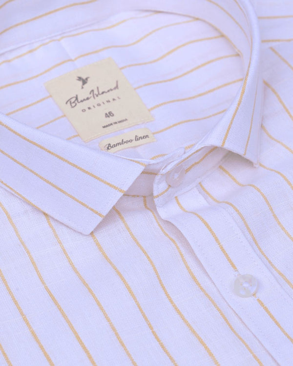 Golden White Stripes -Full-Bamboo Linen