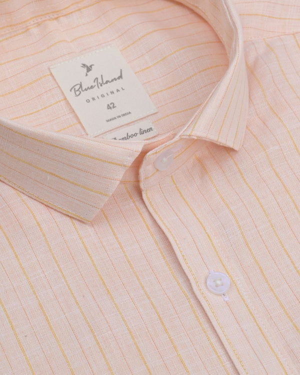 Fiery Orange Stripes -Full-Bamboo Linen
