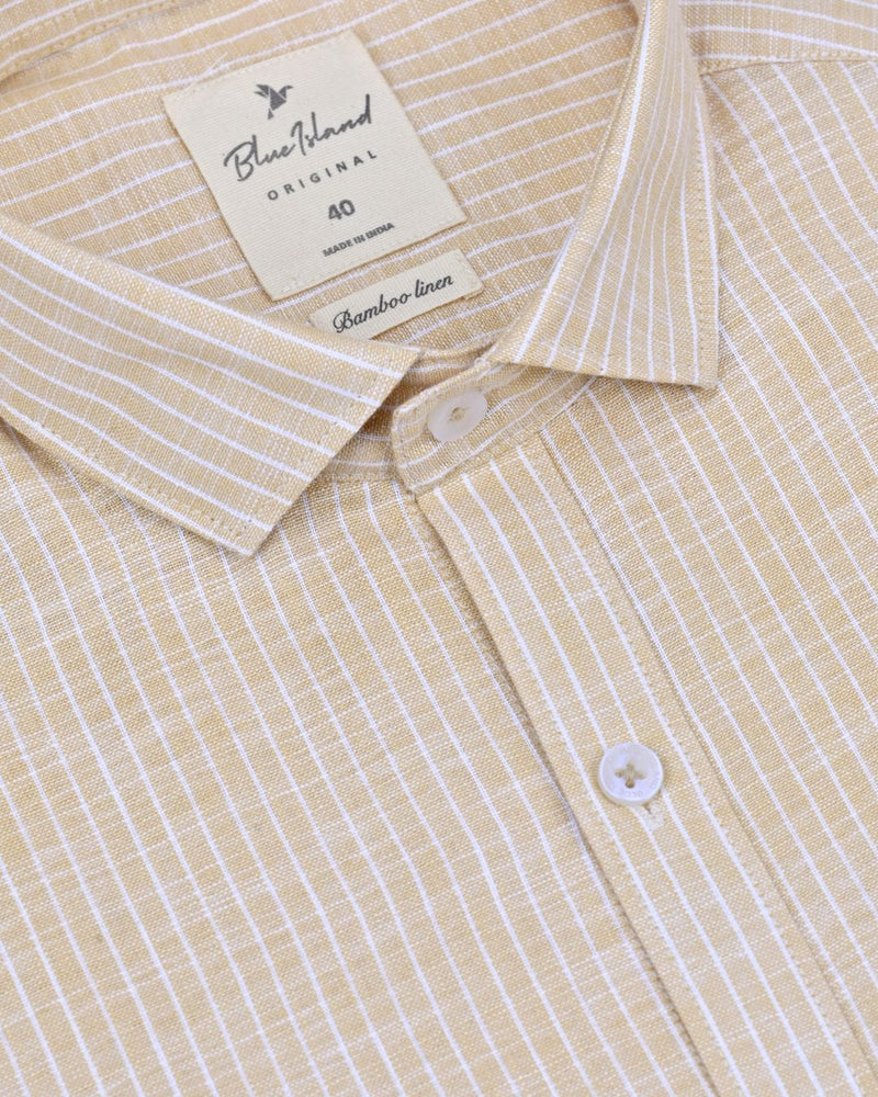 Orange & White Stripes -Full-Bamboo Linen