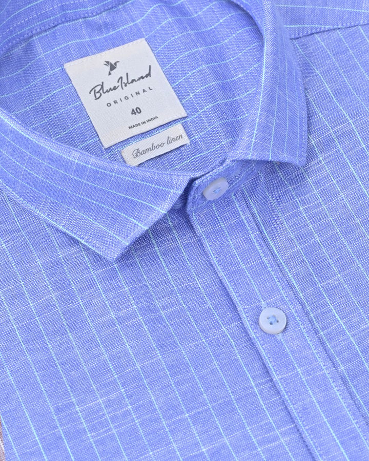 Glacier Blue Stripes -Full-Bamboo Linen