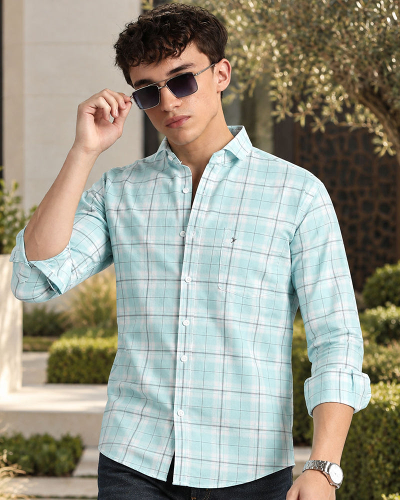Turquoise Blue Checks -Full-Stain Proof