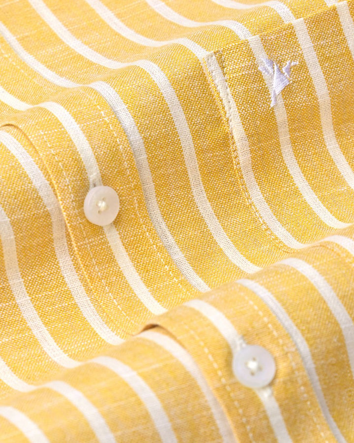 Mustard Yellow Stripes -Full-Bamboo Linen