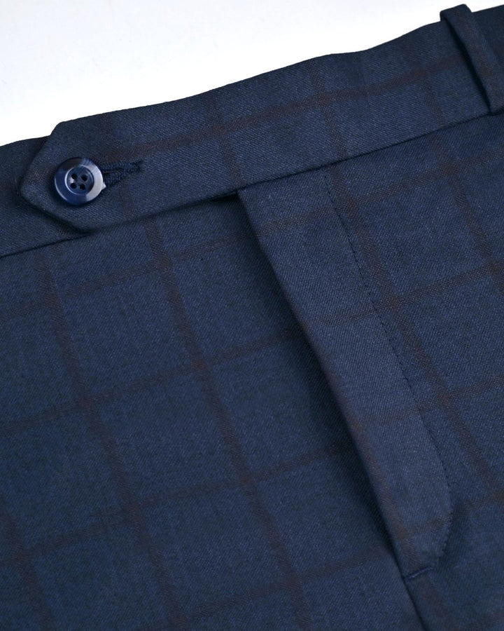 Navy Bold Checks - Wrinkle free Formal Pant