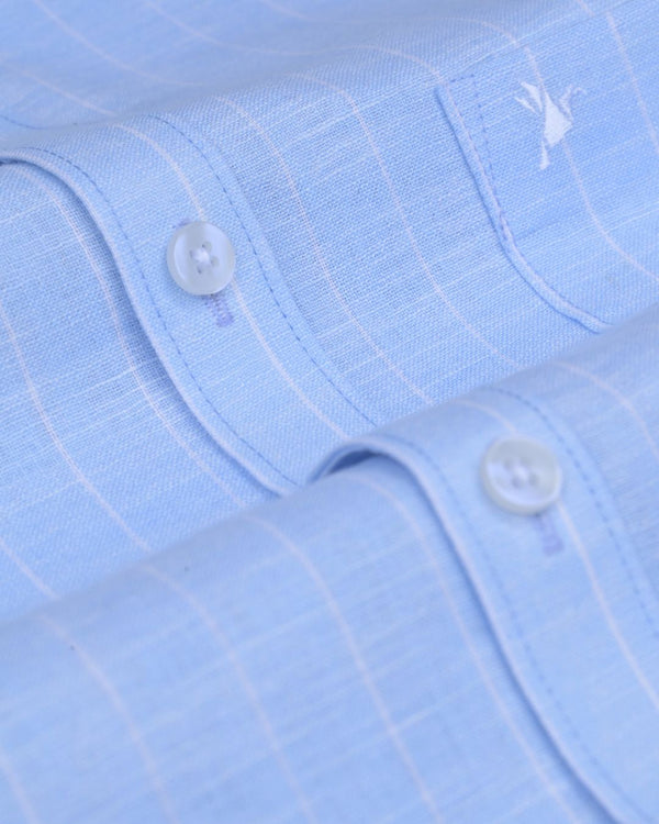 Pastel Blue Stripes -Full-Bamboo Linen