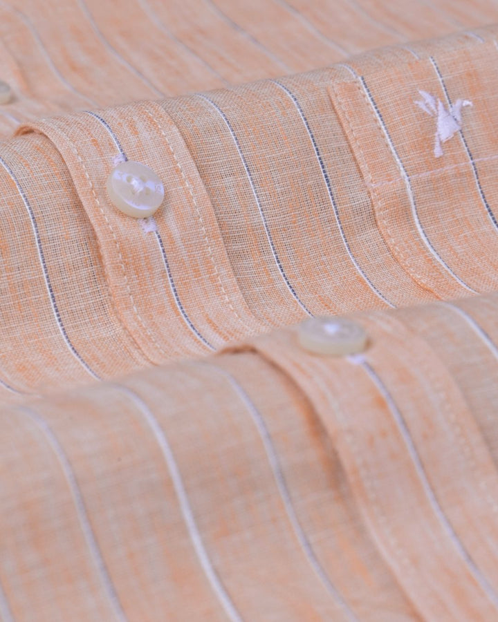 Soft Orange Large Stripes -Full-Bamboo Linen