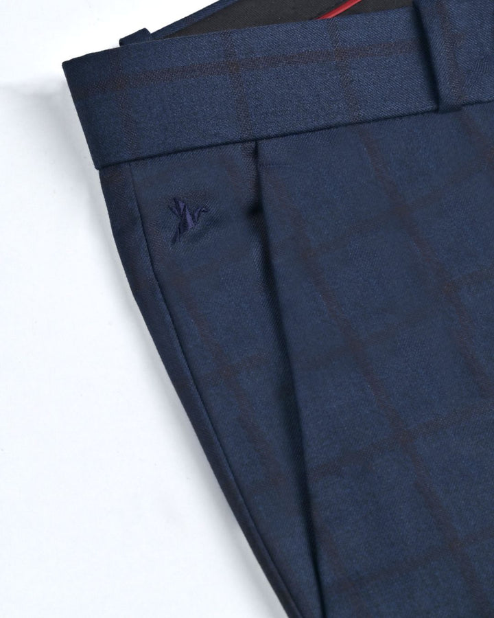 Navy Bold Checks - Wrinkle free Formal Pant