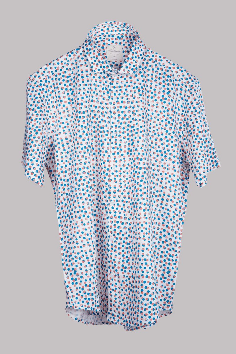 Creamy Blue Dotted Print - Half Sleeve - Airlite Shirt