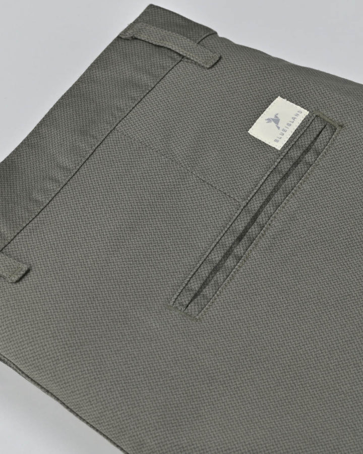 Olive Green Web Printed - 2 way stretch - COTTON PANT