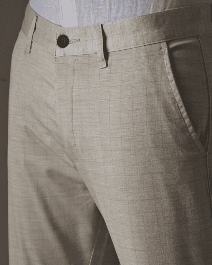 Cream Square Checks - 2 way stretch - COTTON PANT