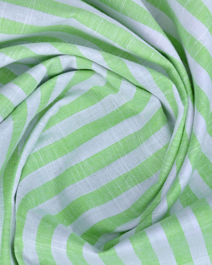 Fluorescent Green & White Bars -Full-Bamboo Linen