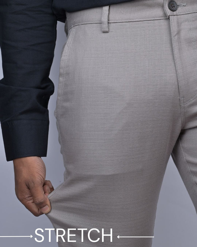 Textured Cement Grey - 2 way stretch - COTTON PANT
