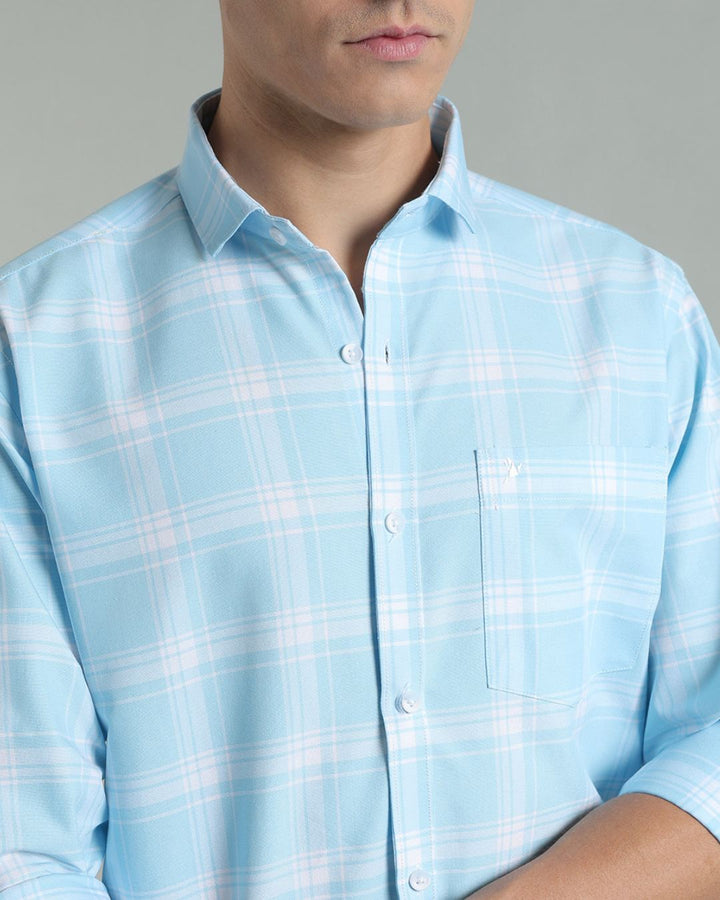 Blue & White Box Checks -Full-Stain Proof