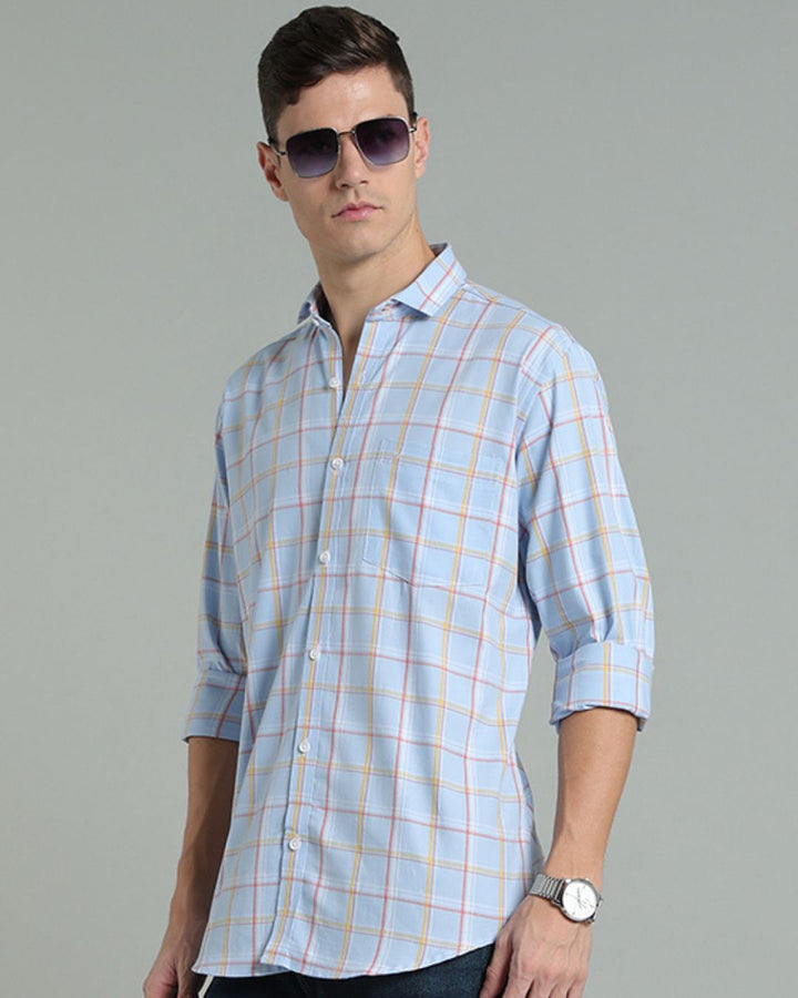 Sky Blue Multi Colour Checks -Full-Stain Proof