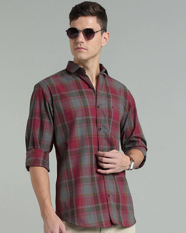 Burgundy & Grey Checks -Full-Stain Proof
