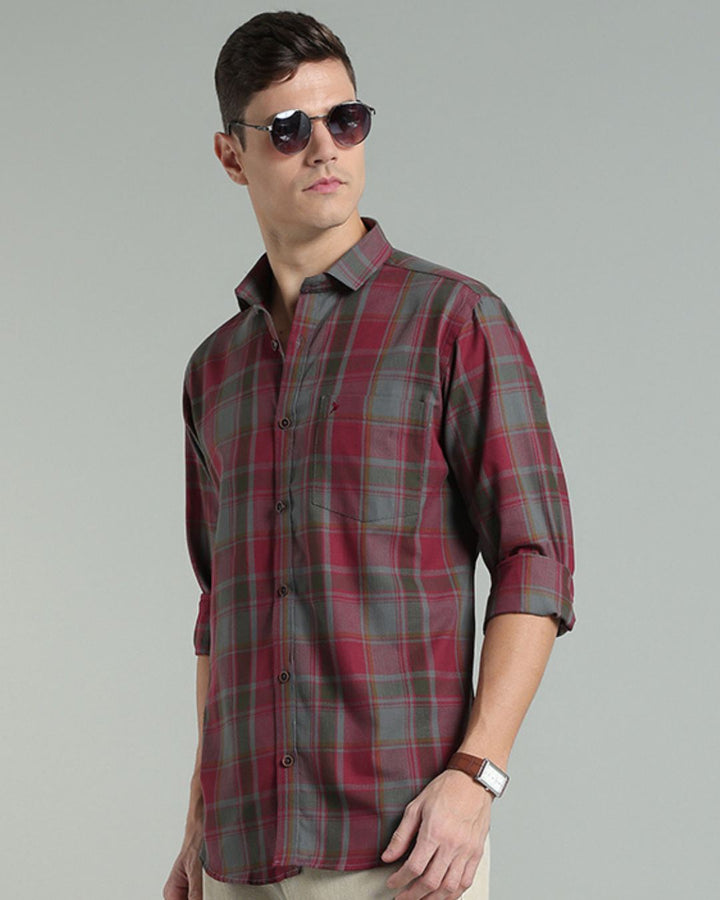 Burgundy & Grey Checks -Full-Stain Proof