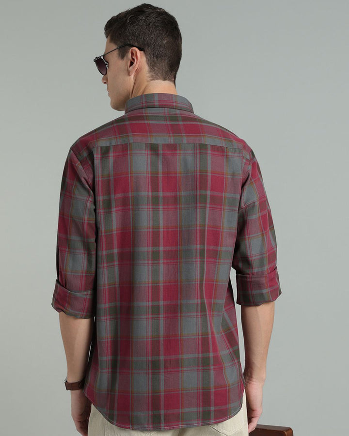 Burgundy & Grey Checks -Full-Stain Proof