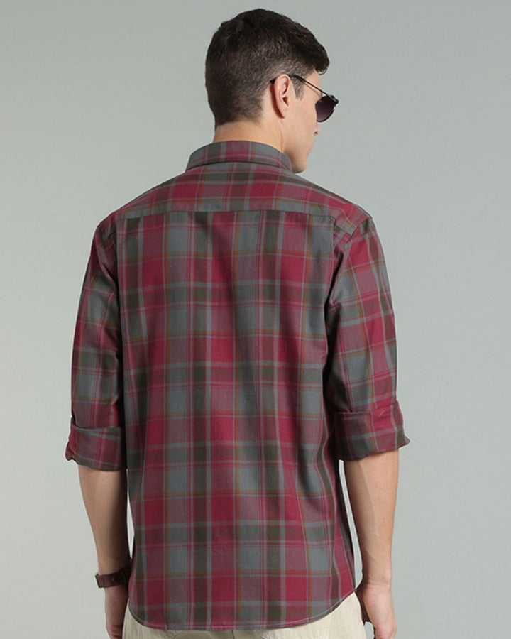 Burgundy & Grey Checks -Full-Stain Proof