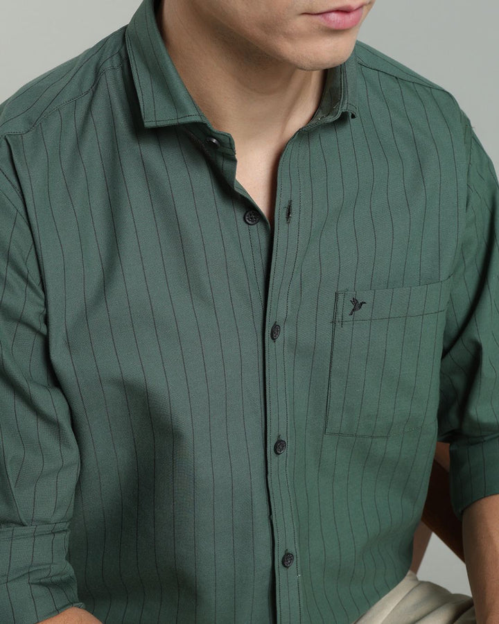 Army Green Vertical Stripes -Full-Stain Proof
