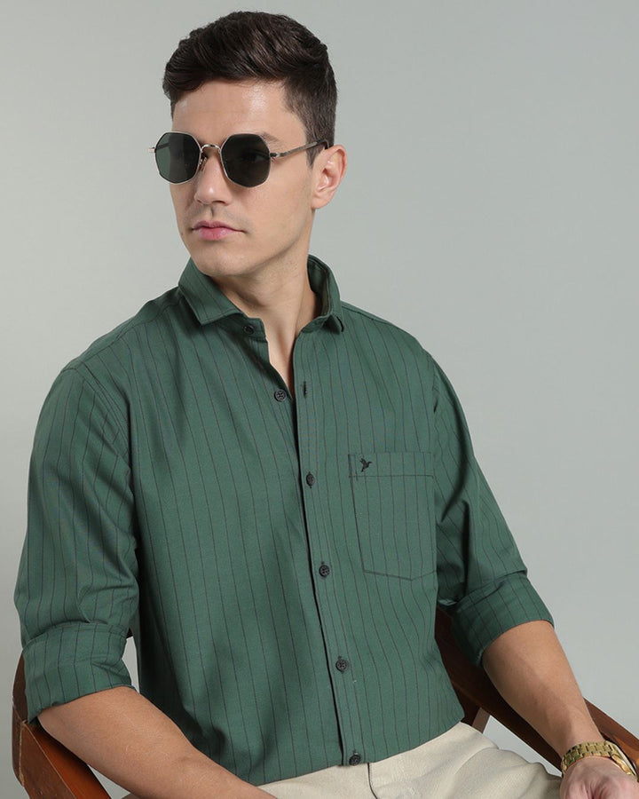 Army Green Vertical Stripes -Full-Stain Proof
