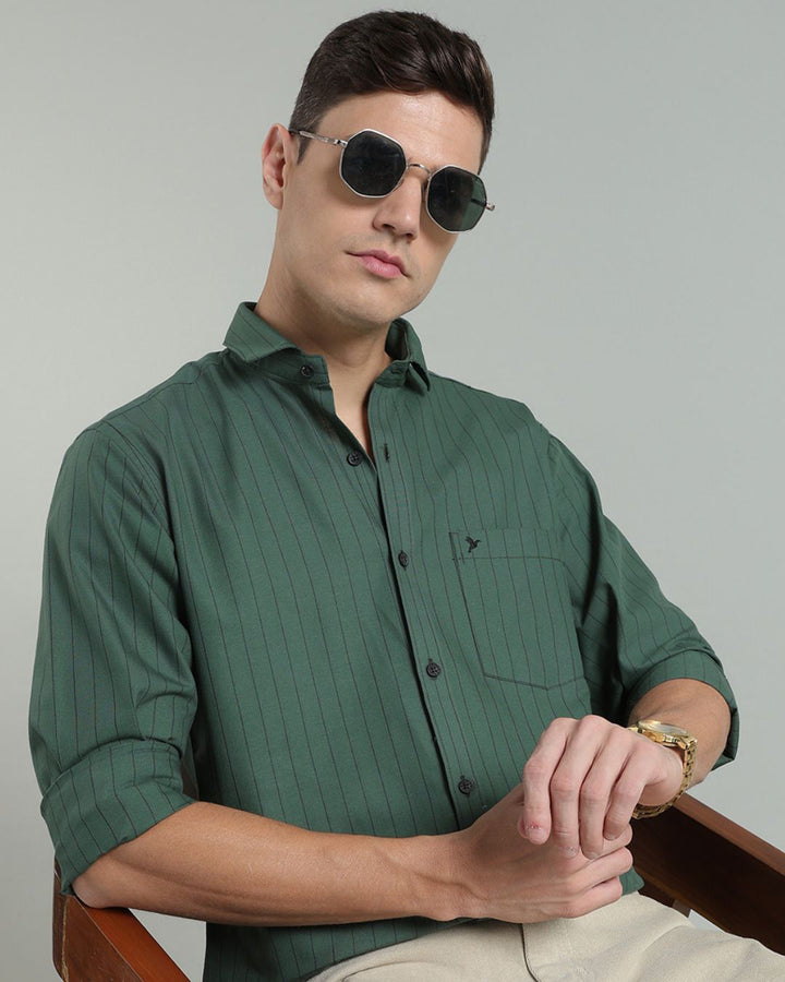 Army Green Vertical Stripes -Full-Stain Proof