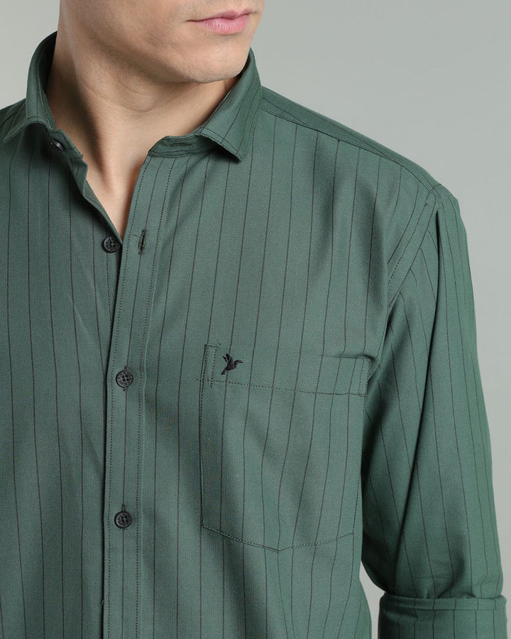 Army Green Vertical Stripes -Full-Stain Proof