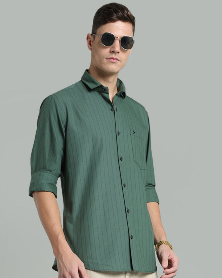 Army Green Vertical Stripes -Full-Stain Proof