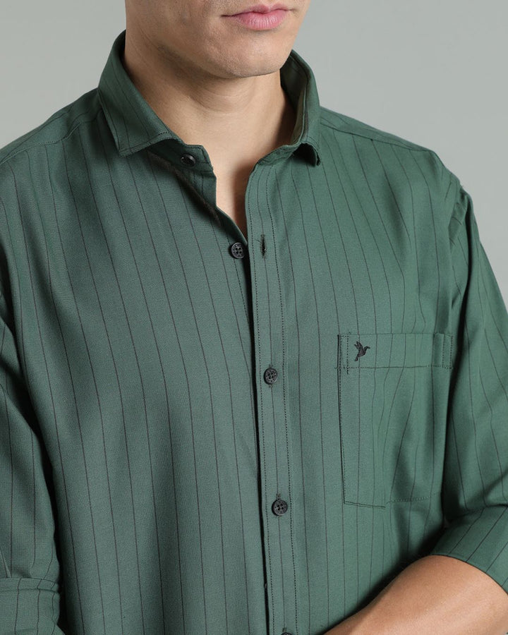 Army Green Vertical Stripes -Full-Stain Proof