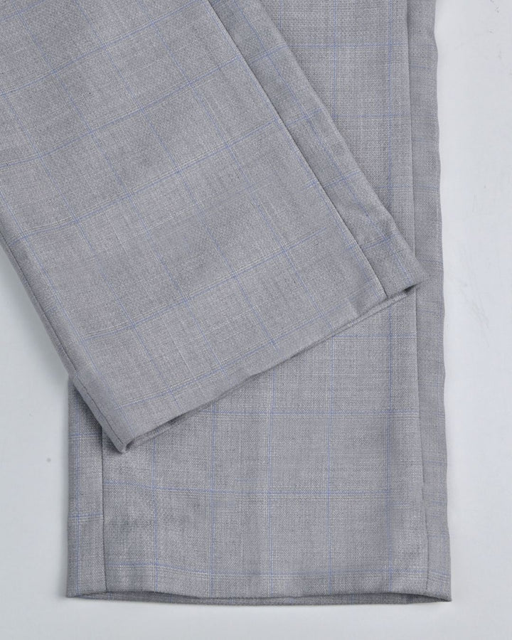 Grey & Blue  Rectangle Checks - Wrinkle free Formal Pant