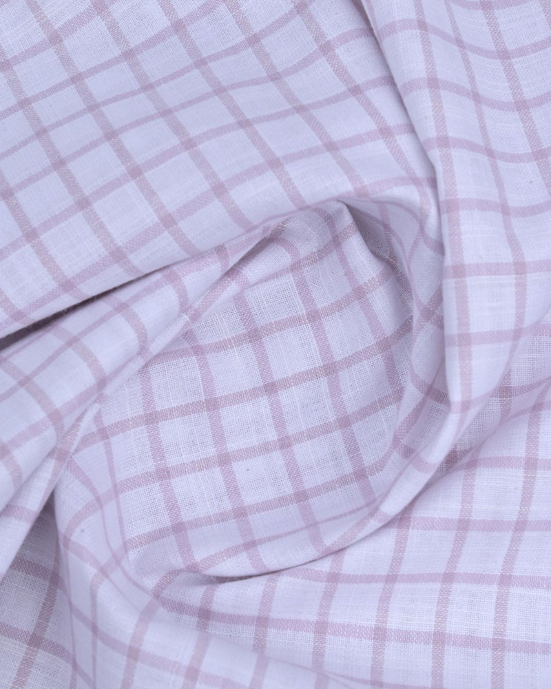 White & Pink Square Checks -Full-Bamboo Linen