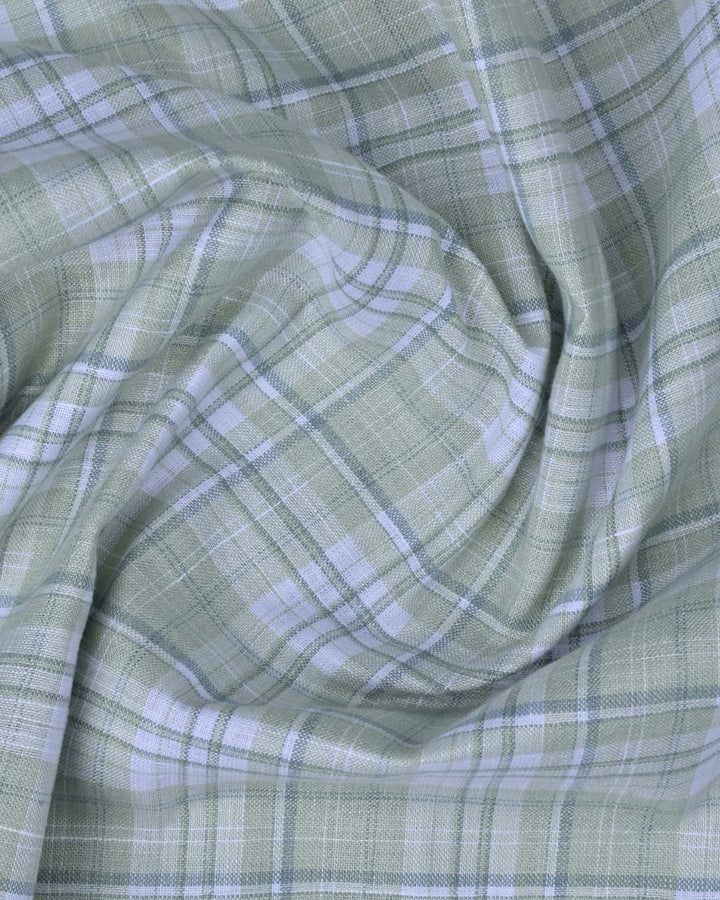 Mild Green & White Checks -Full-Bamboo Linen