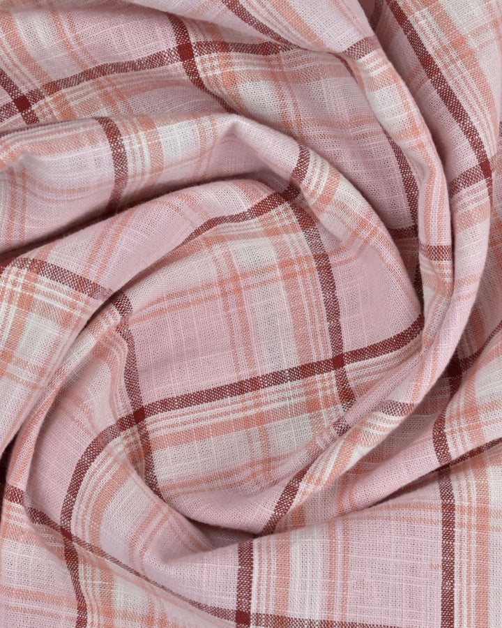 Maroon Multi Line Checks -Full-Cotton Linen Shirt