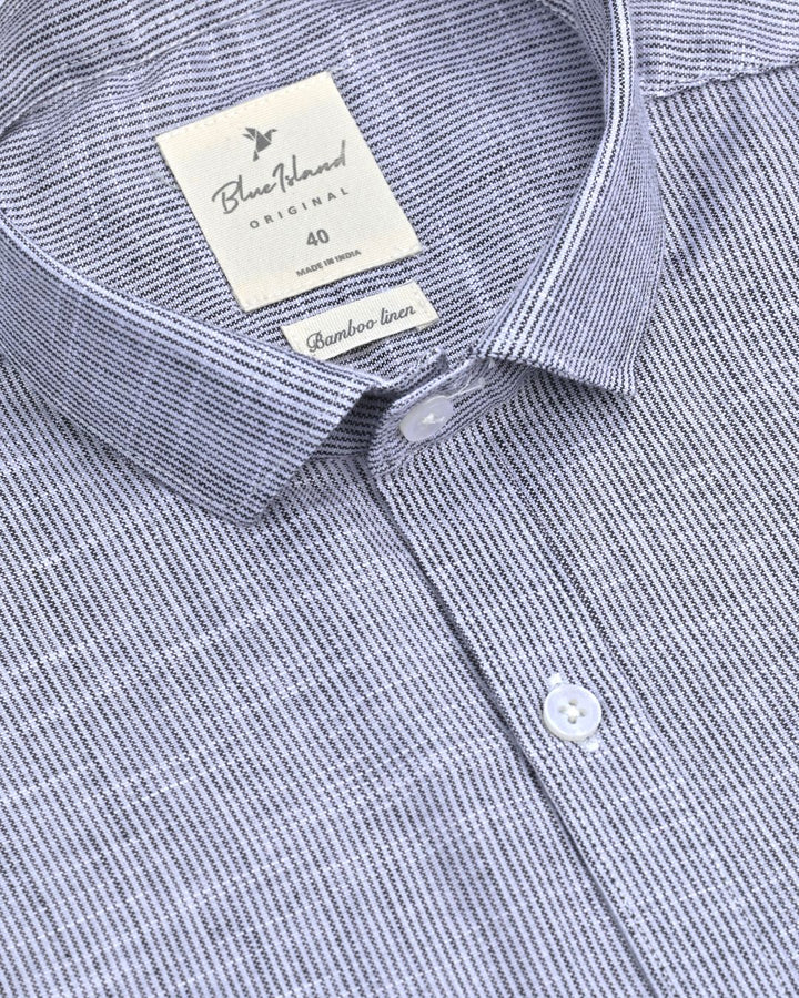 Black Grid Stripes -Full-Bamboo Linen