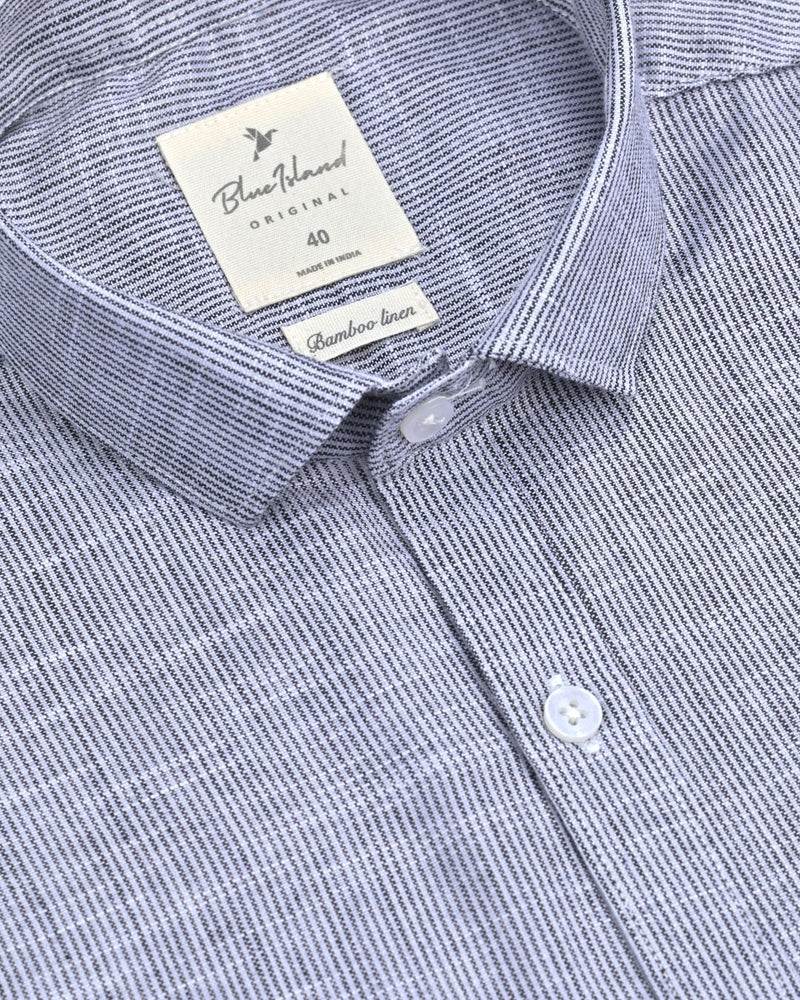 Black Grid Stripes -Full-Bamboo Linen