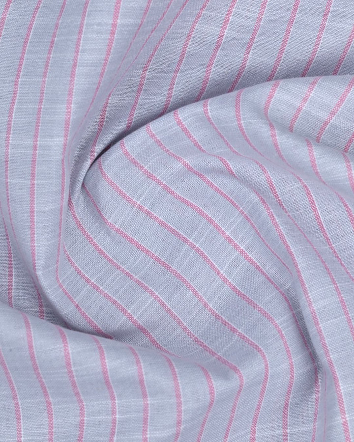 Grey & Pink Line Stripes -Full-Bamboo Linen