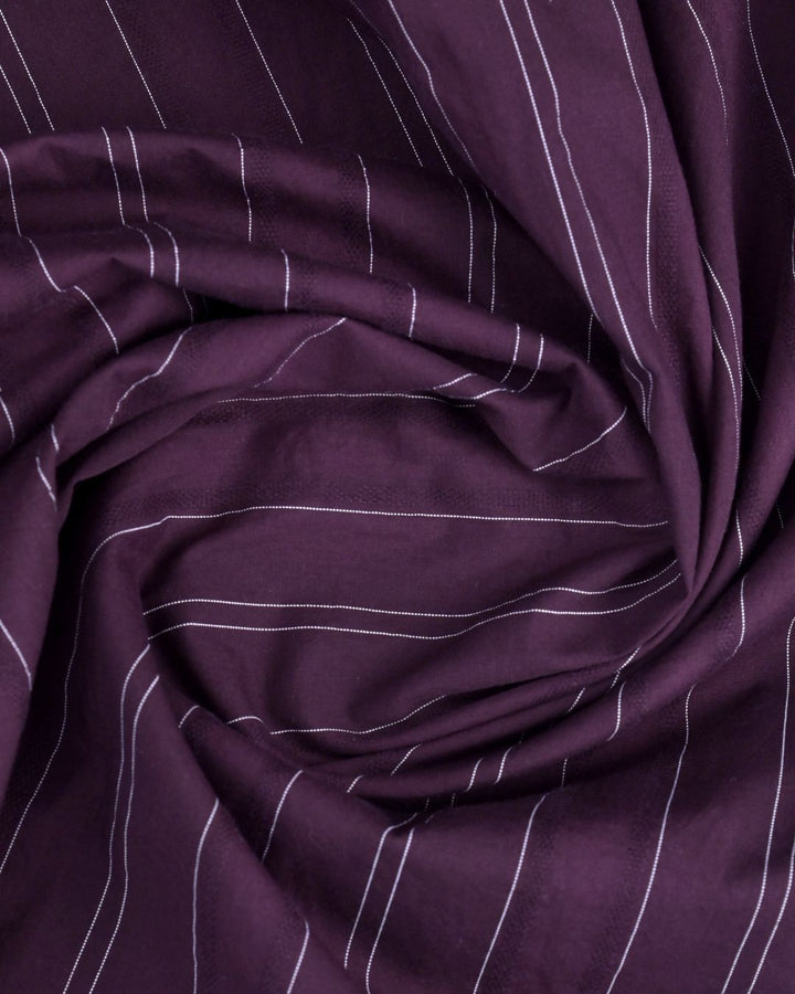 Dark Wine Twin Stripes -Full-Cotton Linen Shirt