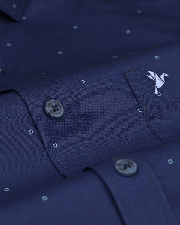 Navy Pixel Print -Full-Stain Proof