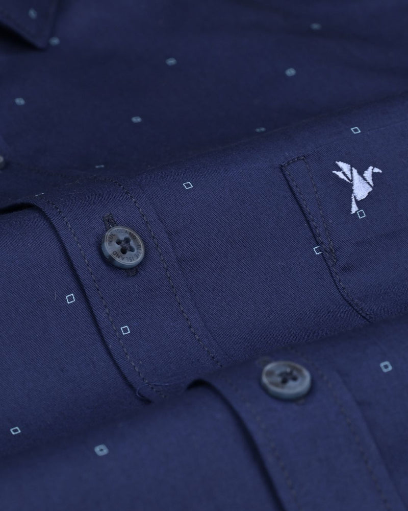 Navy Pixel Print -Full-Stain Proof