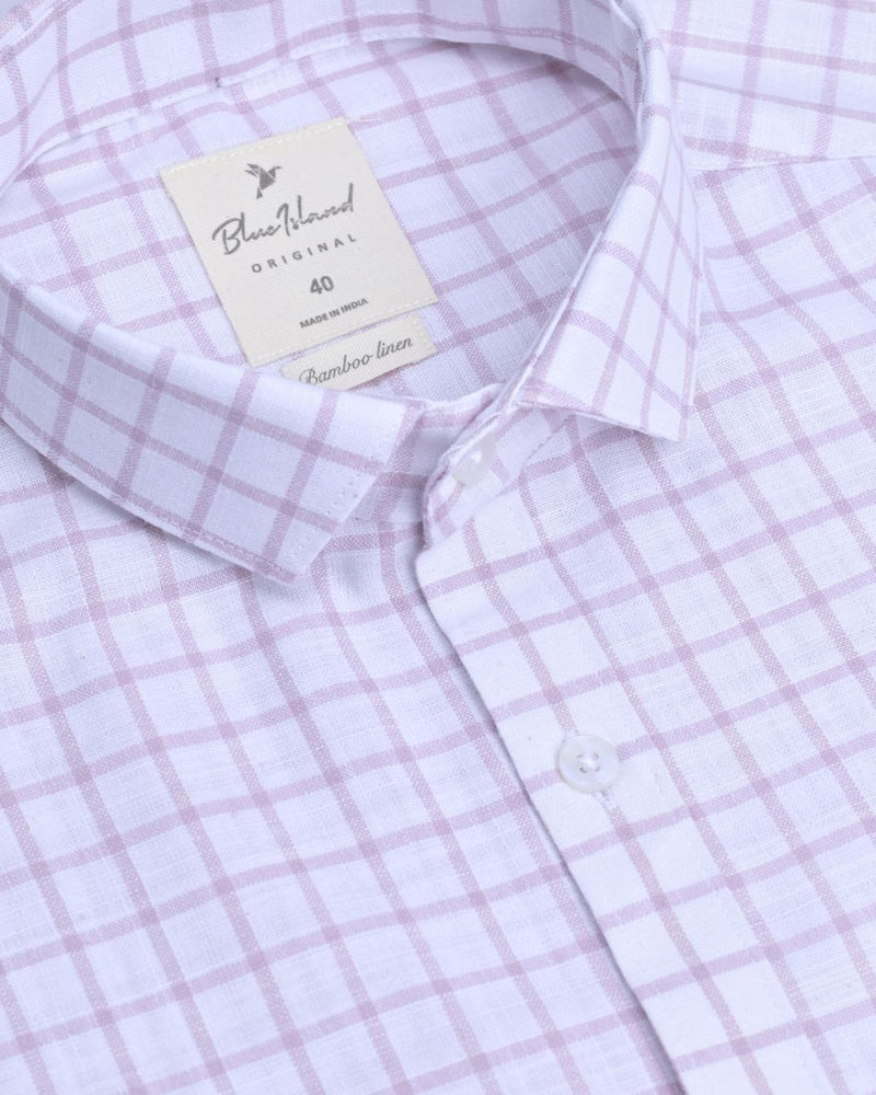 White & Pink Square Checks -Full-Bamboo Linen