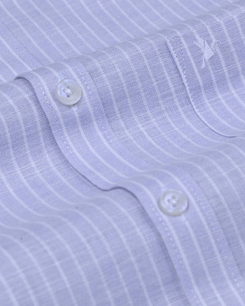 Soft Lavender Mini Stripes -Full-Bamboo Linen