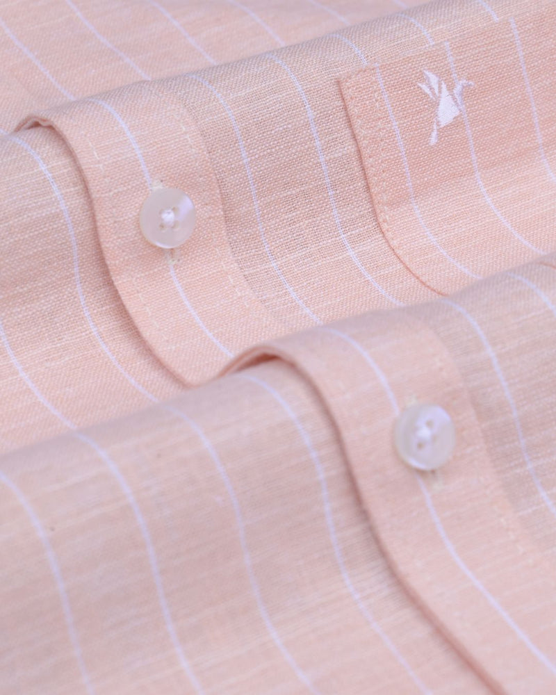 Pastel Orange Stripes -Full-Bamboo Linen