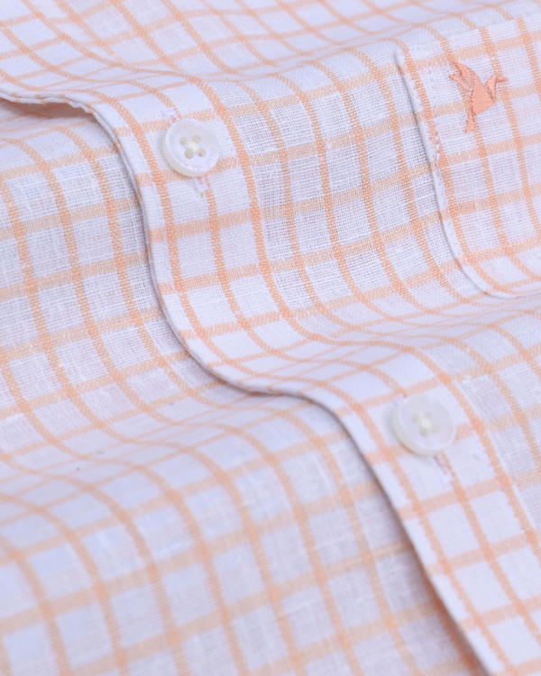 Neon Orange & White Checks -Full-Bamboo Linen