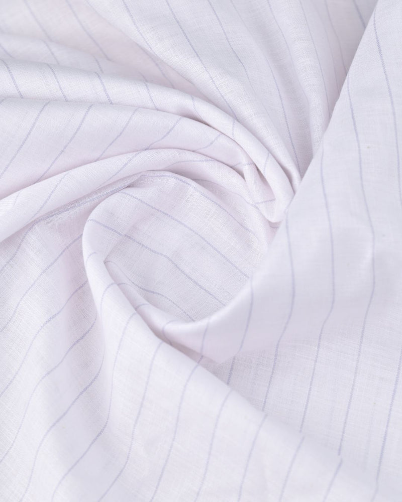 White & Violet Line Stripes -Full-Bamboo Linen