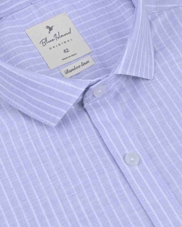 Soft Lavender Mini Stripes -Full-Bamboo Linen