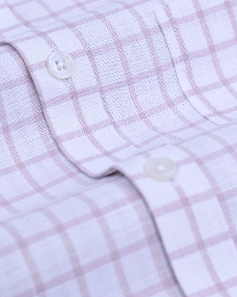 White & Pink Square Checks -Full-Bamboo Linen