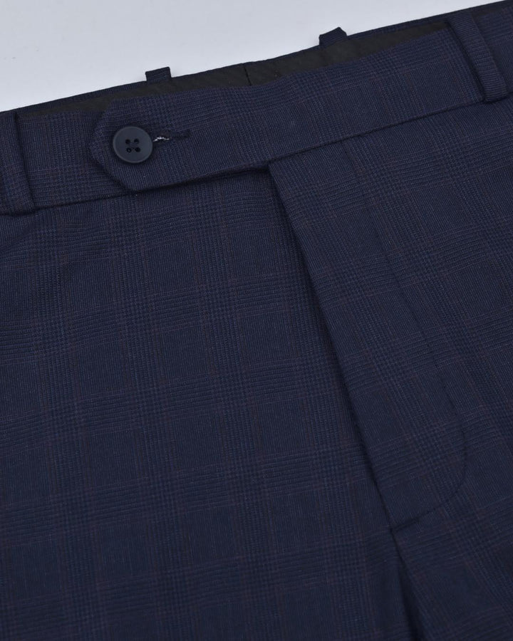 Navy Multi Line Checks - Wrinkle free Formal Pant