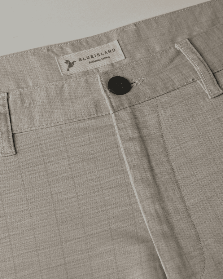 Cream Square Checks - 2 way stretch - COTTON PANT
