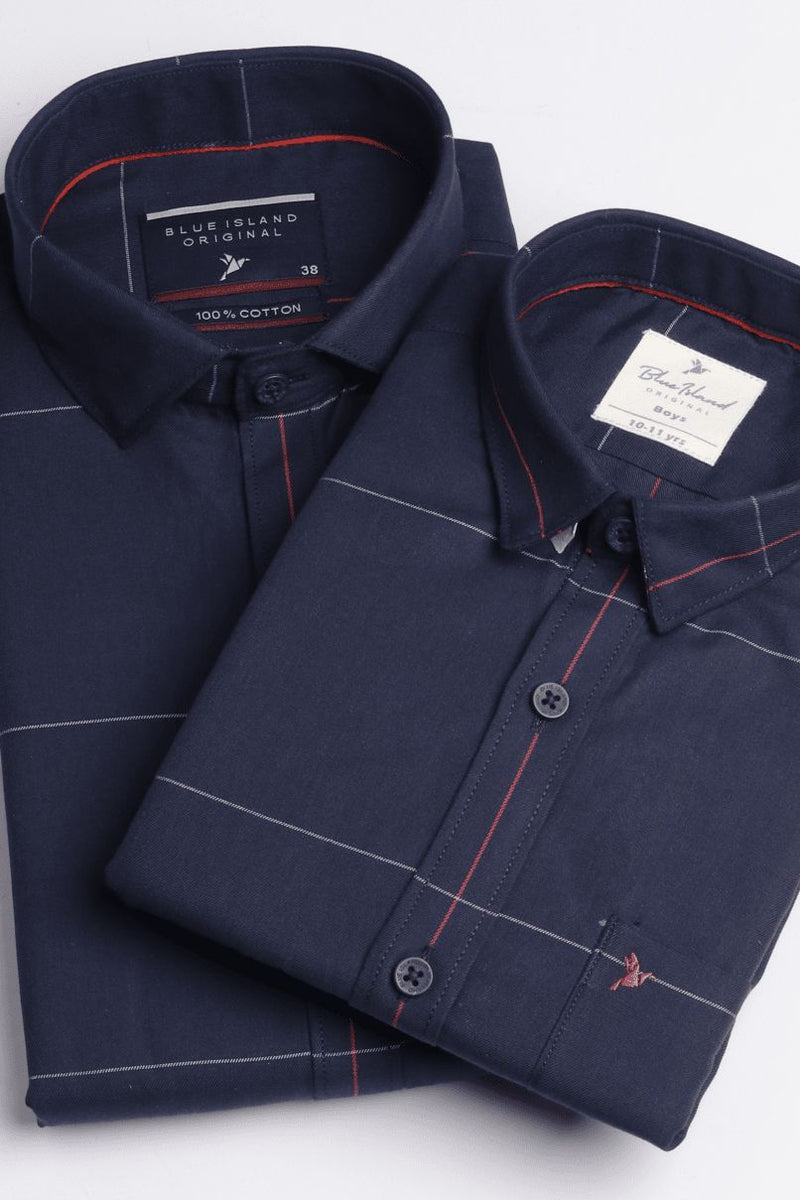 FATHER & SON - Navy Large Checks