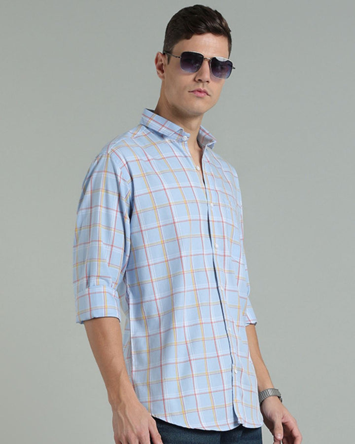 Sky Blue Multi Colour Checks -Full-Stain Proof