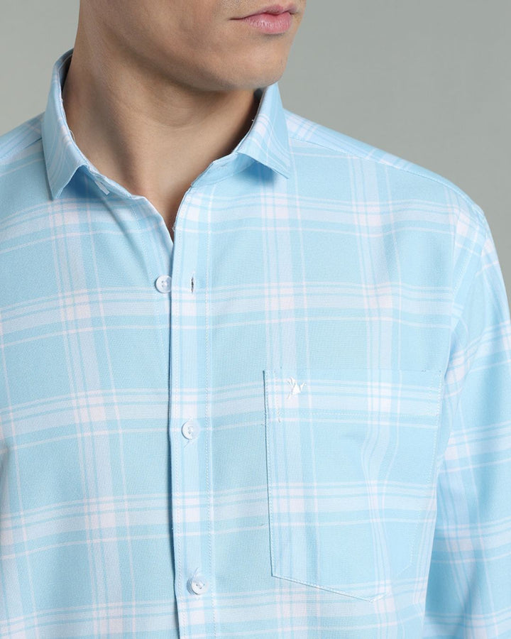 Blue & White Box Checks -Full-Stain Proof